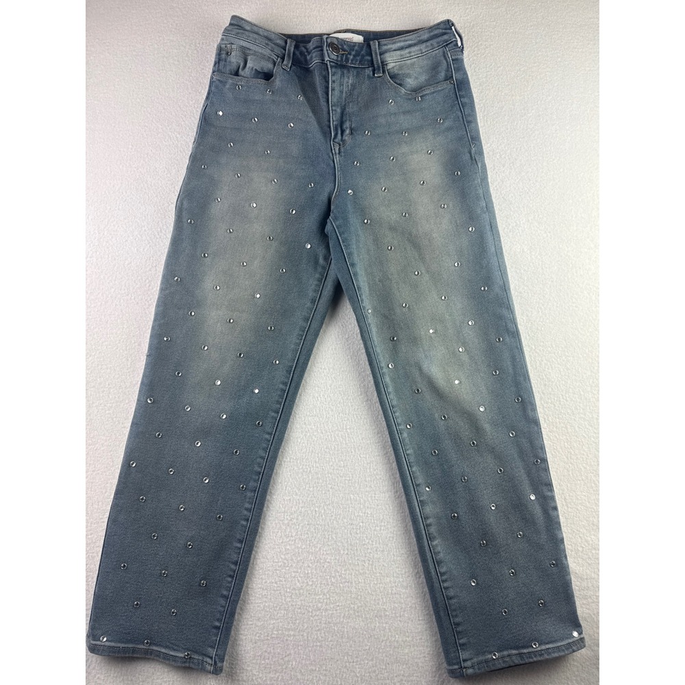 Skinnygirl Jeans The High Rise Straight Ankle‎ Embellished Rhinestone Size 6